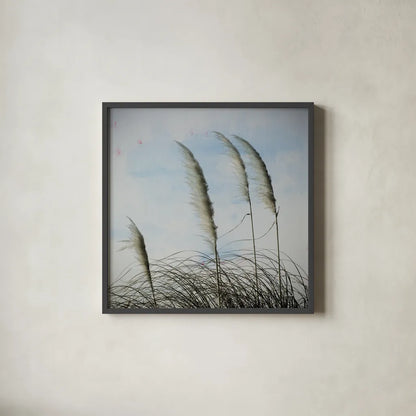 Rushes II by Deborah Revell. Shown in a sleek black glass frame for a contemporary gallery look. Available as an archival giclee rolled canvas, fine art paper, or poster print. SKU 91118a.