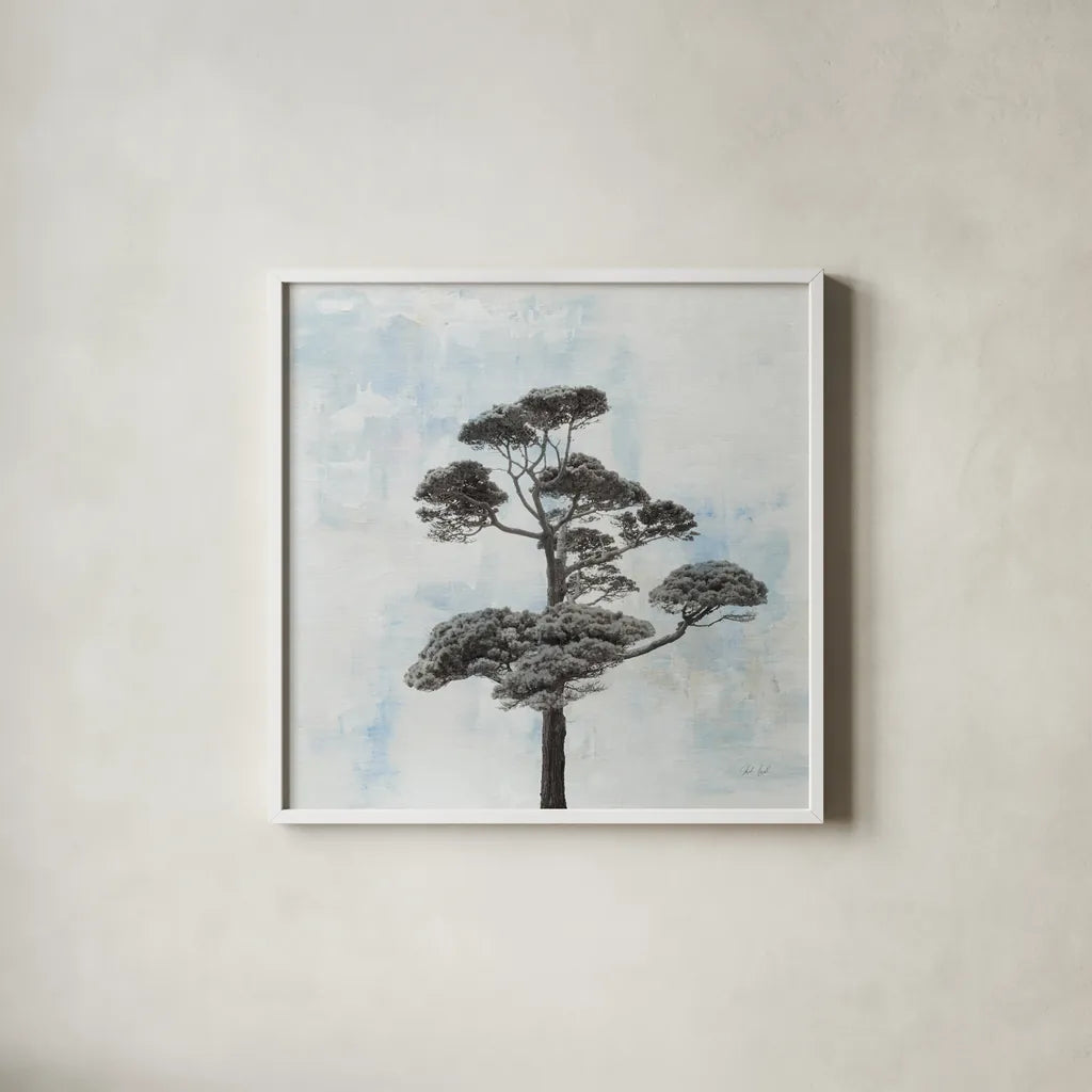 Salcombe Tree by Deborah Revell. Shown in a crisp white glass frame for a clean and minimalist style. Available as an archival giclee rolled canvas, fine art paper, or poster print. SKU 93440a.