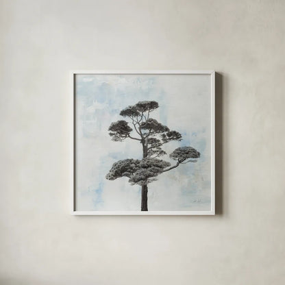 Salcombe Tree by Deborah Revell. Shown in a crisp white glass frame for a clean and minimalist style. Available as an archival giclee rolled canvas, fine art paper, or poster print. SKU 93440a.