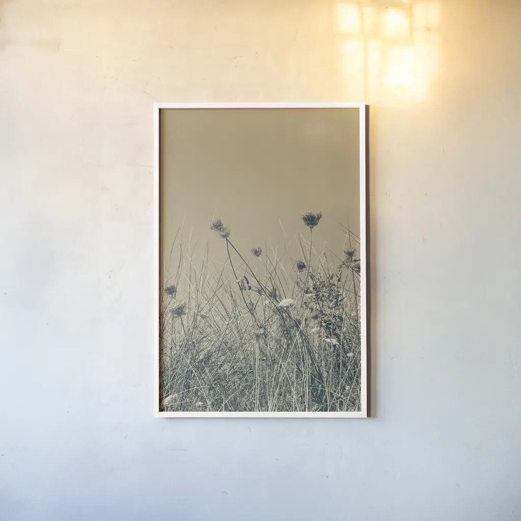 Saltwind Meadow I by Deborah Revell. shown as a paper print in a white frame. Available as a archival giclee rolled canvas, fine art paper, or poster print. SKU 100995h.