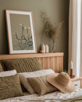 Saltwind Meadow II by Deborah Revell. shown as a paper print in a natural frame. Available as a archival giclee rolled canvas, fine art paper, or poster print. SKU 100996h.