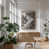 Sandwalk by Deborah Revell. shown as a print in a natural wood frame in a dining room. Available as a archival giclee rolled canvas, fine art paper, or poster print. SKU 100999h.
