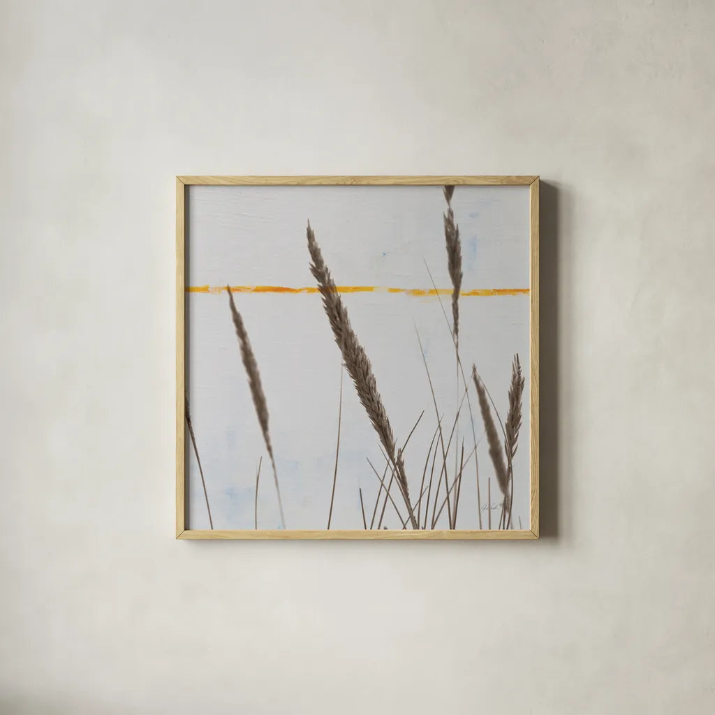 Sea Grass II by Deborah Revell. Shown in a natural wood glass frame for a timeless modern aesthetic. Available as an archival giclee rolled canvas, fine art paper, or poster print. SKU 92330a.