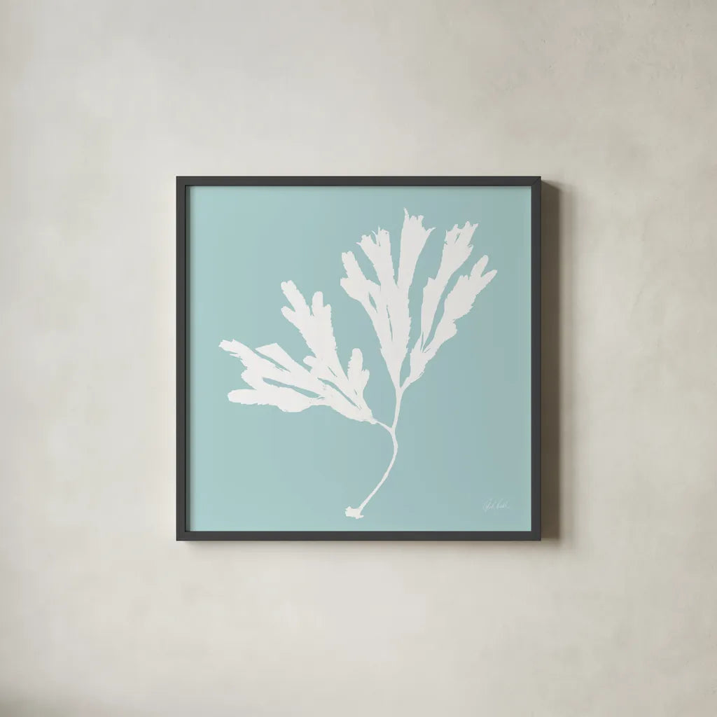 Seaweed I by Deborah Revell. Shown in a sleek black glass frame for a contemporary gallery look. Available as an archival giclee rolled canvas, fine art paper, or poster print. SKU 91124a.