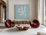 Seaweed II by Deborah Revell. Shown as extra-large giant wall art in a modern living room. Available as an archival giclee rolled canvas, fine art paper, or poster print. SKU 91125a.
