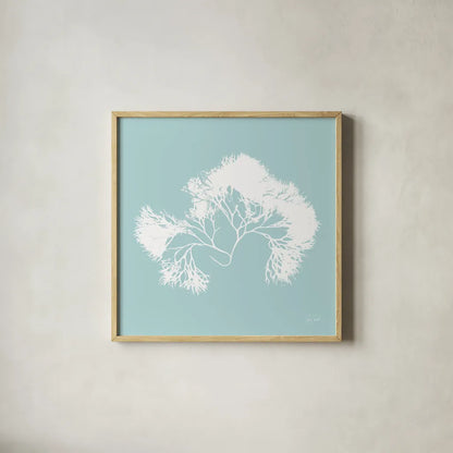 Seaweed III by Deborah Revell. Shown in a natural wood glass frame for a timeless modern aesthetic. Available as an archival giclee rolled canvas, fine art paper, or poster print. SKU 91126a.