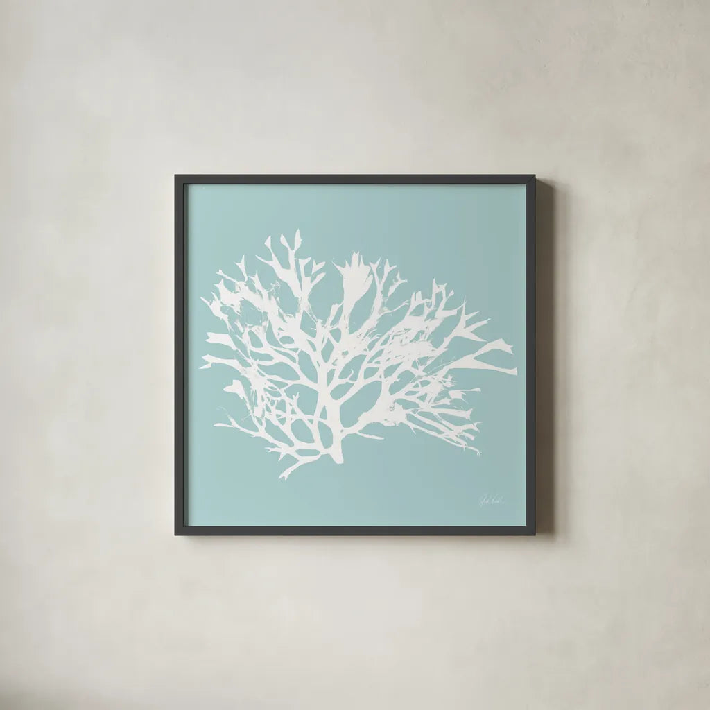 Seaweed IV by Deborah Revell. Shown in a sleek black glass frame for a contemporary gallery look. Available as an archival giclee rolled canvas, fine art paper, or poster print. SKU 91127a.