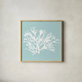 Seaweed IV by Deborah Revell. Shown in a natural wood glass frame for a timeless modern aesthetic. Available as an archival giclee rolled canvas, fine art paper, or poster print. SKU 91127a.
