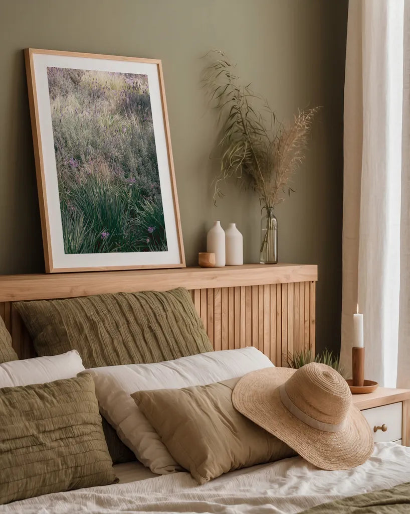 Secret Garden IX by Deborah Revell. shown as a paper print in a natural frame. Available as a archival giclee rolled canvas, fine art paper, or poster print. SKU 94372h.