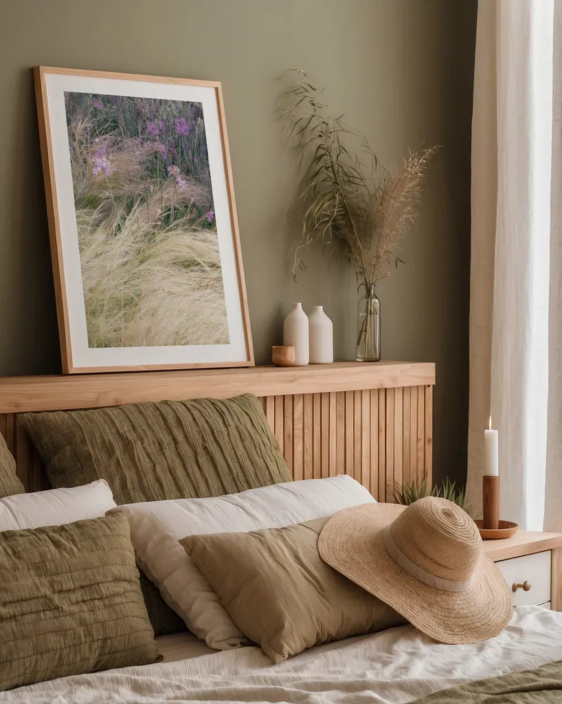 Secret Garden V by Deborah Revell. shown as a paper print in a natural frame. Available as a archival giclee rolled canvas, fine art paper, or poster print. SKU 94368h.