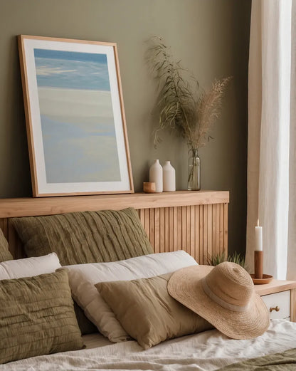 Serenity III by Deborah Revell. shown as a paper print in a natural frame. Available as a archival giclee rolled canvas, fine art paper, or poster print. SKU 100993h.