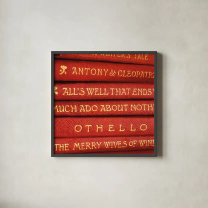 Shakespeare I by Deborah Revell. Shown in a sleek black glass frame for a contemporary gallery look. Available as an archival giclee rolled canvas, fine art paper, or poster print. SKU 96912a.