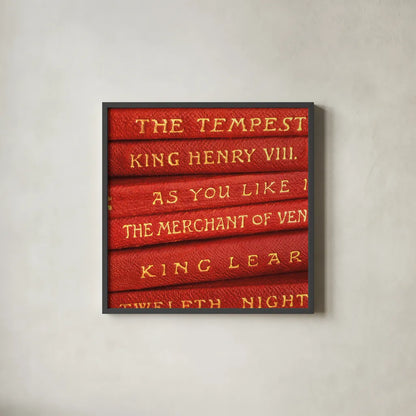 Shakespeare II by Deborah Revell. Shown in a sleek black glass frame for a contemporary gallery look. Available as an archival giclee rolled canvas, fine art paper, or poster print. SKU 96913a.