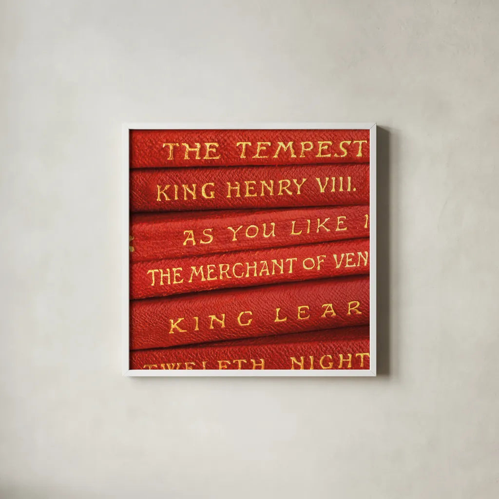 Shakespeare II by Deborah Revell. Shown in a crisp white glass frame for a clean and minimalist style. Available as an archival giclee rolled canvas, fine art paper, or poster print. SKU 96913a.