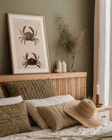 Shore and Fiddler Crab by Deborah Revell. shown as a paper print in a natural frame. Available as a archival giclee rolled canvas, fine art paper, or poster print. SKU 95764h.