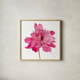 Simple Peony by Deborah Revell. Shown in a natural wood glass frame for a timeless modern aesthetic. Available as an archival giclee rolled canvas, fine art paper, or poster print. SKU 104470a.