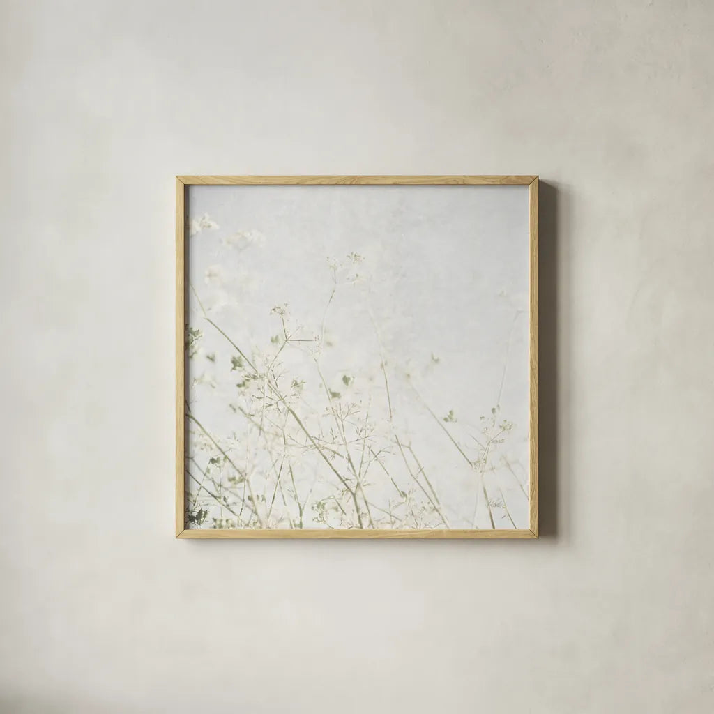 Soft Wild Grass by Deborah Revell. Shown in a natural wood glass frame for a timeless modern aesthetic. Available as an archival giclee rolled canvas, fine art paper, or poster print. SKU 98513a.