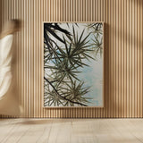 Spiral Palm II by Deborah Revell. shown as over sized large wall art. Available as an archival giclee rolled canvas, fine art paper, or poster print. SKU 104281h.