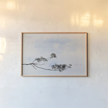 Spring Leaves by Deborah Revell. shown as a paper print in a natural frame. Available as a archival giclee rolled canvas, fine art paper, or poster print. SKU 91876i.