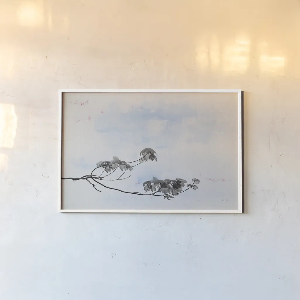 Spring Leaves by Deborah Revell. shown as a paper print in a white frame. Available as a archival giclee rolled canvas, fine art paper, or poster print. SKU 91876i.