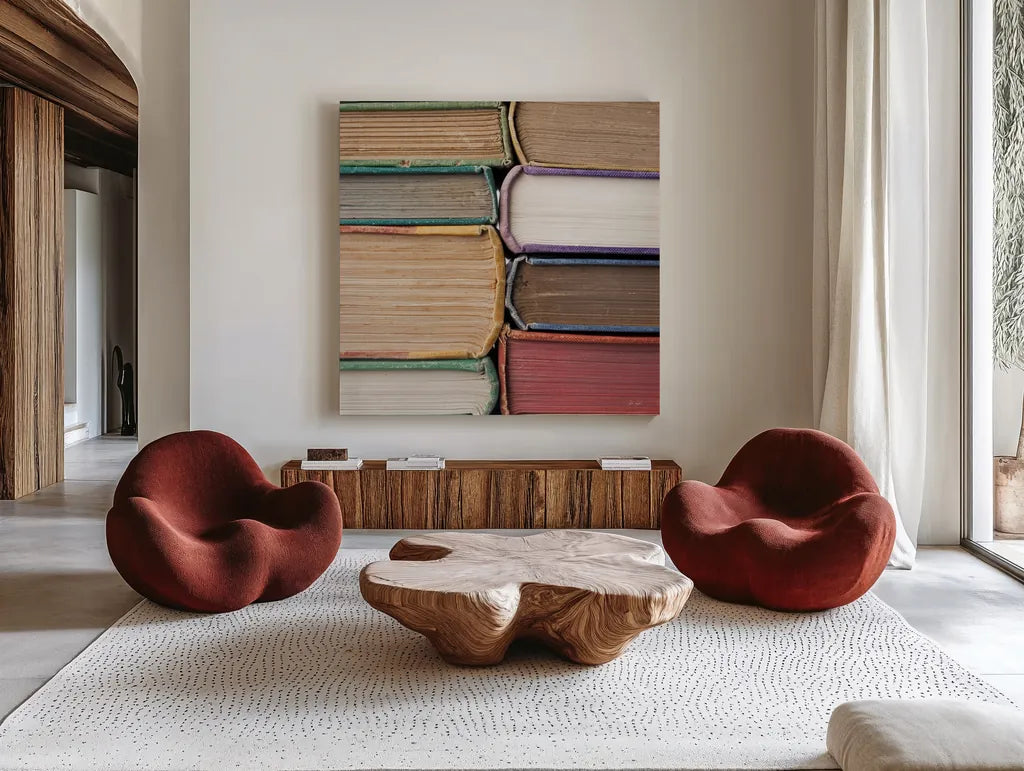 Sunday Afternoon by Deborah Revell. Shown as extra-large giant wall art in a modern living room. Available as an archival giclee rolled canvas, fine art paper, or poster print. SKU 96922a.