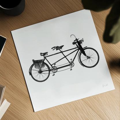Tandem Bike by Deborah Revell. Shown as a detailed flat fine art print, highlighting archival giclee quality. Available as an archival giclee rolled canvas, fine art paper, or poster print. SKU 92264a.