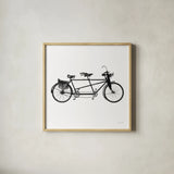 Tandem Bike by Deborah Revell. Shown in a natural wood glass frame for a timeless modern aesthetic. Available as an archival giclee rolled canvas, fine art paper, or poster print. SKU 92264a.