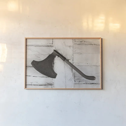 The Axe by Deborah Revell. shown as a paper print in a natural frame. Available as a archival giclee rolled canvas, fine art paper, or poster print. SKU 96608i.