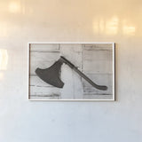 The Axe by Deborah Revell. shown as a paper print in a white frame. Available as a archival giclee rolled canvas, fine art paper, or poster print. SKU 96608i.