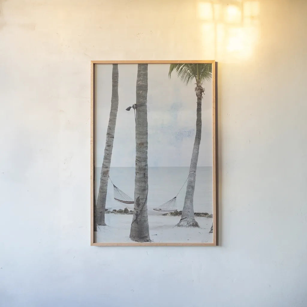 The Beach I by Deborah Revell. shown as a paper print in a natural frame. Available as a archival giclee rolled canvas, fine art paper, or poster print. SKU 91853h.