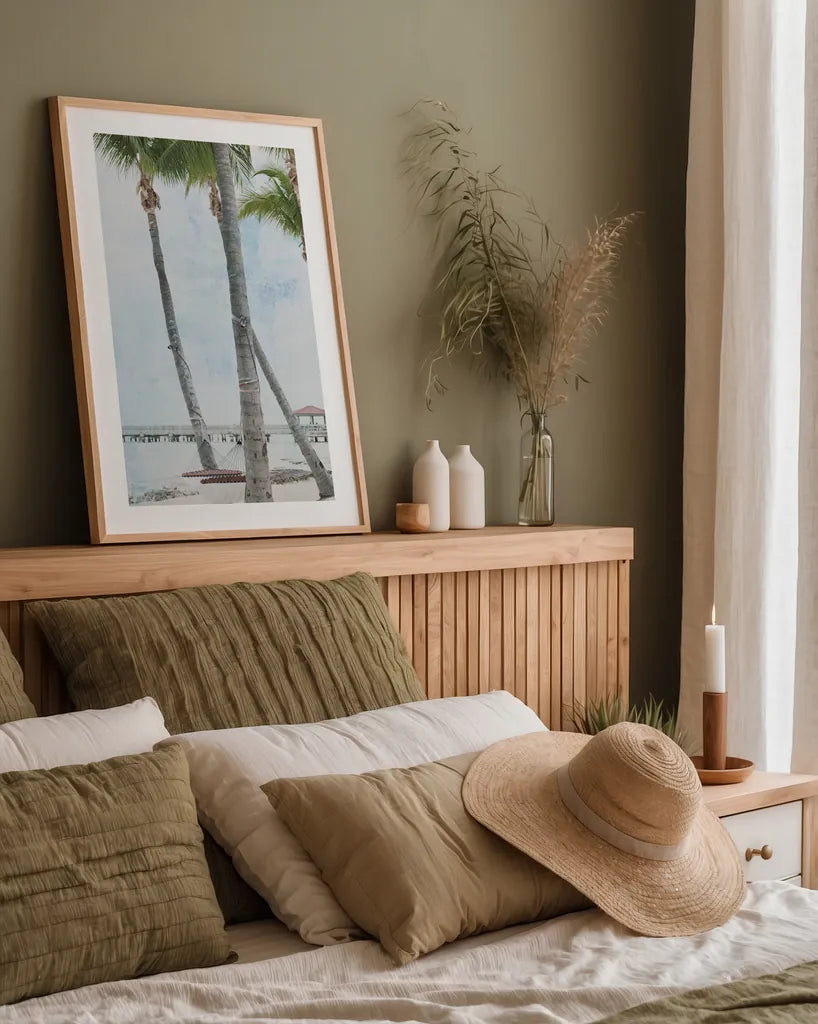 The Beach II by Deborah Revell. shown as a paper print in a natural frame. Available as a archival giclee rolled canvas, fine art paper, or poster print. SKU 91854h.