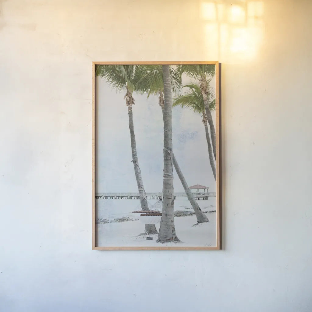 The Beach II by Deborah Revell. shown as a paper print in a natural frame. Available as a archival giclee rolled canvas, fine art paper, or poster print. SKU 91854h.