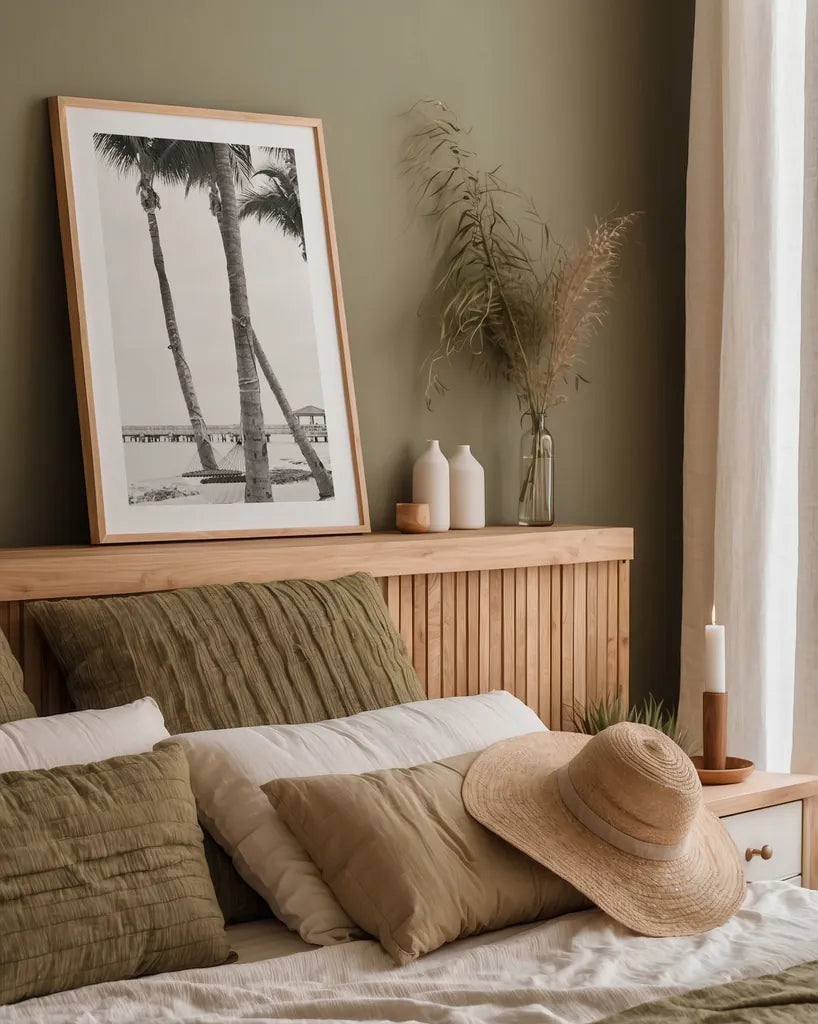 The Beach II Sepia by Deborah Revell. shown as a paper print in a natural frame. Available as a archival giclee rolled canvas, fine art paper, or poster print. SKU 95314h.