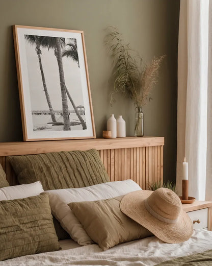 The Beach II Sepia by Deborah Revell. shown as a paper print in a natural frame. Available as a archival giclee rolled canvas, fine art paper, or poster print. SKU 95314h.