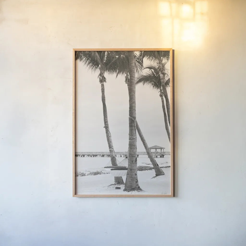 The Beach II Sepia by Deborah Revell. shown as a paper print in a natural frame. Available as a archival giclee rolled canvas, fine art paper, or poster print. SKU 95314h.