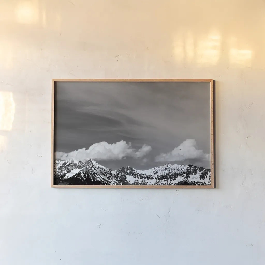 The Dolomites II by Deborah Revell. shown as a paper print in a natural frame. Available as a archival giclee rolled canvas, fine art paper, or poster print. SKU 92049i.