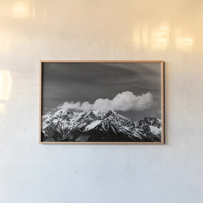 The Dolomites III by Deborah Revell. shown as a paper print in a natural frame. Available as a archival giclee rolled canvas, fine art paper, or poster print. SKU 92050i.
