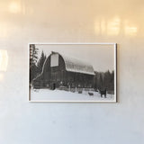 The Farm by Deborah Revell. shown as a paper print in a white frame. Available as a archival giclee rolled canvas, fine art paper, or poster print. SKU 96615i.