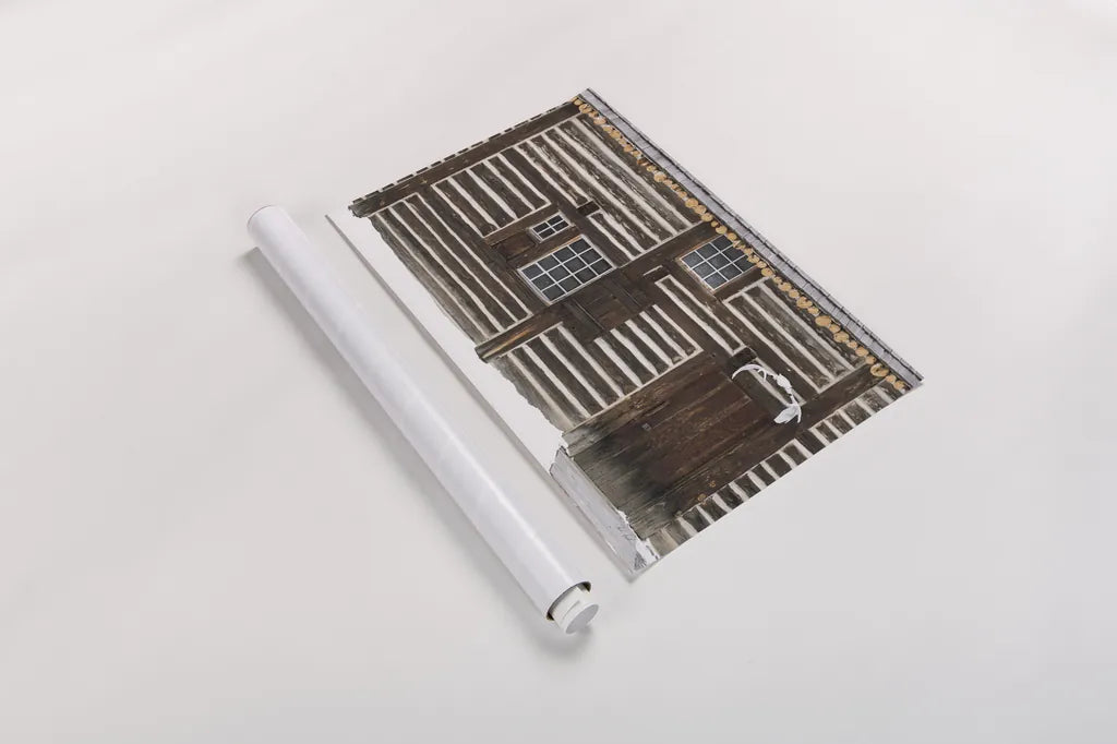 The Hunting Cabin by Deborah Revell. shown as a rolled paper print. Available as archival giclee rolled canvas, fine art paper, or poster print. SKU 96611i.