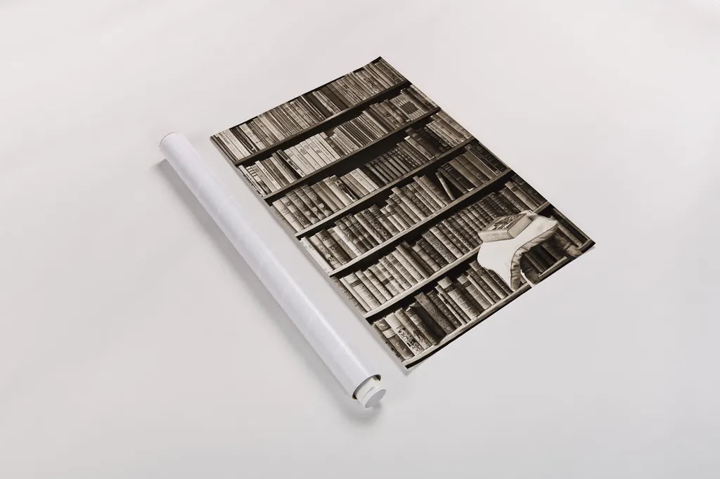 The Library by Deborah Revell. shown as a rolled paper print. Available as archival giclee rolled canvas, fine art paper, or poster print. SKU 96927h.
