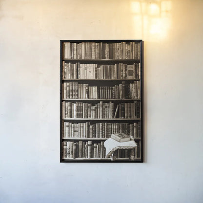 The Library by Deborah Revell. shown as a paper print in a black flame. Available as a archival giclee rolled canvas, fine art paper, or poster print. SKU 96927h.