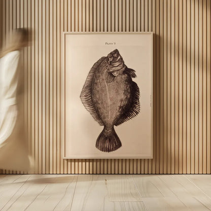 The Plaice by Deborah Revell. shown as over sized large wall art. Available as an archival giclee rolled canvas, fine art paper, or poster print. SKU 95766h.