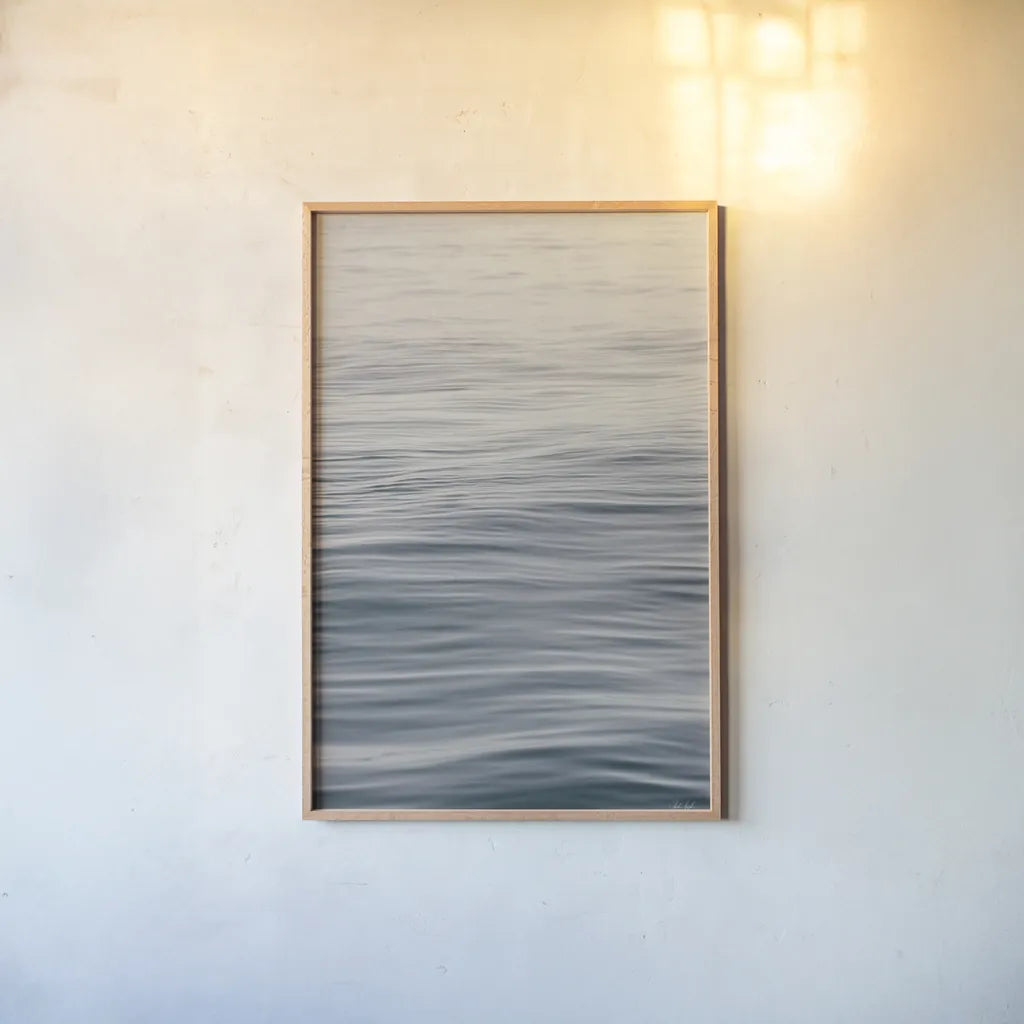 The Silent Sea II by Deborah Revell. shown as a paper print in a natural frame. Available as a archival giclee rolled canvas, fine art paper, or poster print. SKU 100988h.