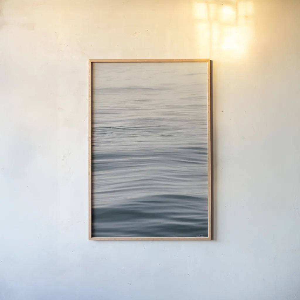 The Silent Sea III by Deborah Revell. shown as a paper print in a natural frame. Available as a archival giclee rolled canvas, fine art paper, or poster print. SKU 100989h.