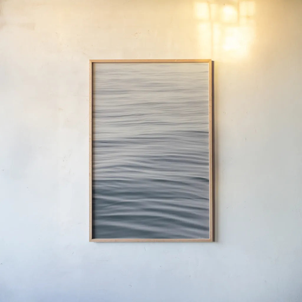 The Silent Sea IV by Deborah Revell. shown as a paper print in a natural frame. Available as a archival giclee rolled canvas, fine art paper, or poster print. SKU 100990h.