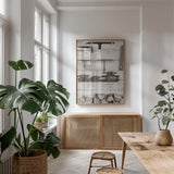 The Workshop II by Deborah Revell. shown as a print in a natural wood frame in a dining room. Available as a archival giclee rolled canvas, fine art paper, or poster print. SKU 96613h.