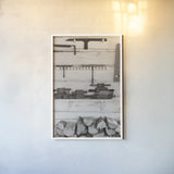 The Workshop II by Deborah Revell. shown as a paper print in a white frame. Available as a archival giclee rolled canvas, fine art paper, or poster print. SKU 96613h.