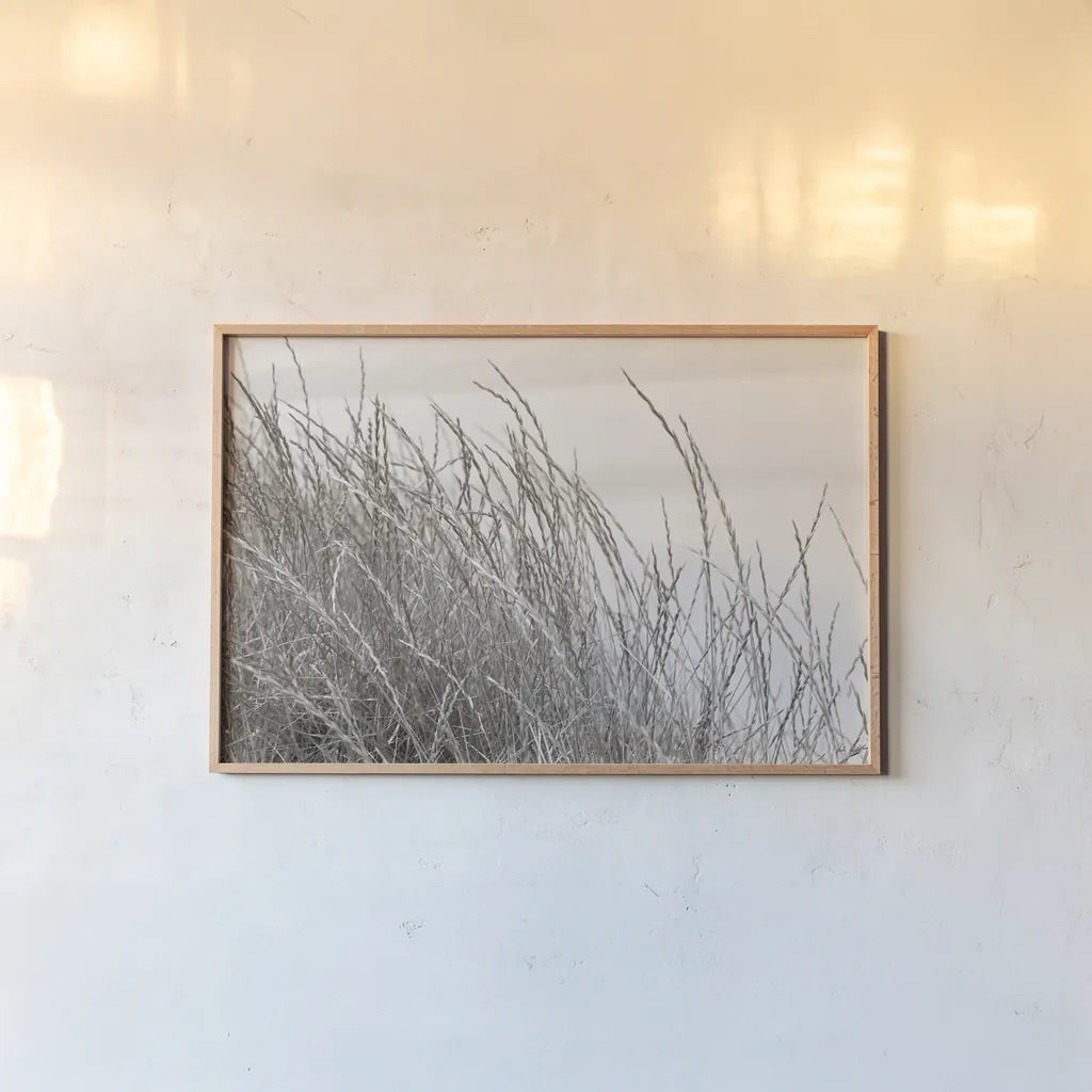 Tidegrass I by Deborah Revell. shown as a paper print in a natural frame. Available as a archival giclee rolled canvas, fine art paper, or poster print. SKU 102086i.