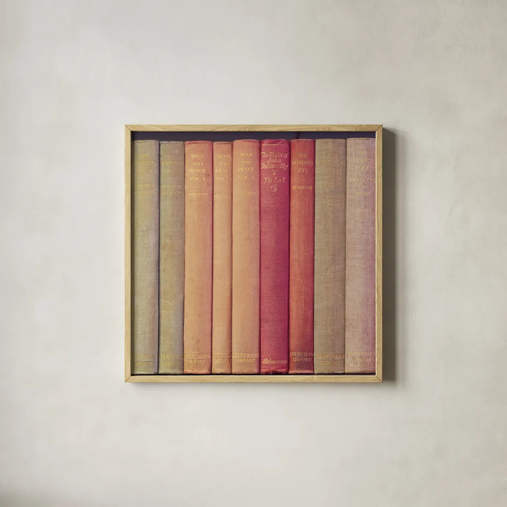 Tolstoy by Deborah Revell. Shown in a natural wood glass frame for a timeless modern aesthetic. Available as an archival giclee rolled canvas, fine art paper, or poster print. SKU 96925a.