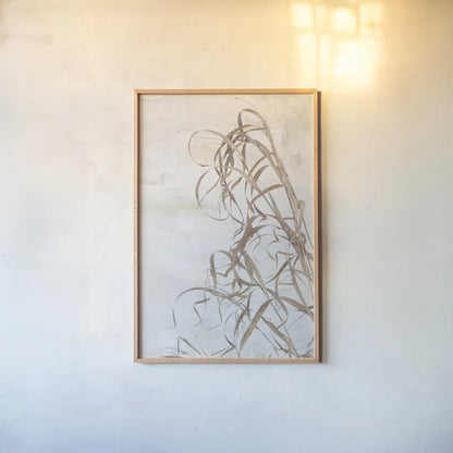 Trace of a Meadow by Deborah Revell. shown as a paper print in a natural frame. Available as a archival giclee rolled canvas, fine art paper, or poster print. SKU 100062h.